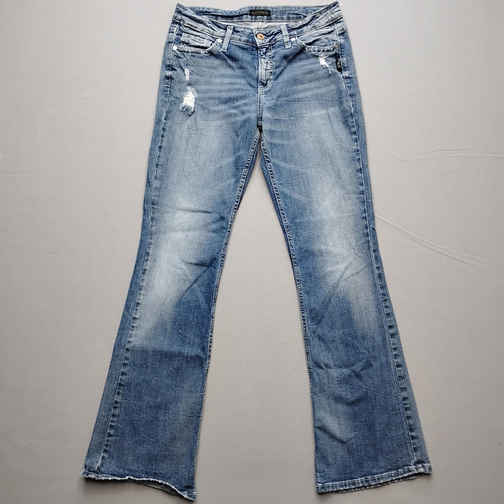 Silver Jeans Co Suki Bootcut Distressed Denim Blue Jeans 31